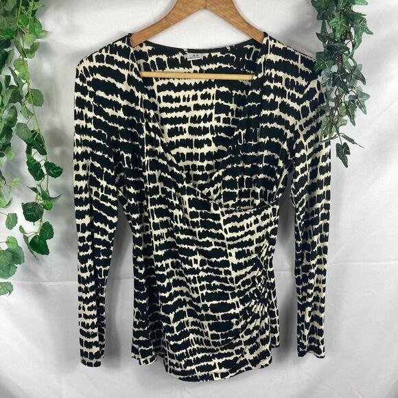 three dots wrap front animal print top S - Picture 1 of 4